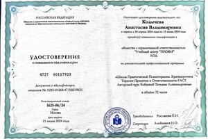 Диплом / сертификат №3 — Колычева Анастасия Владимировна