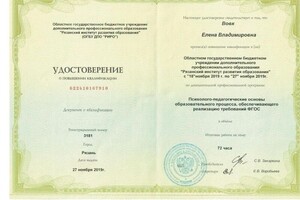 Диплом / сертификат №5 — Вовк Елена Владимировна