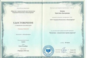 Диплом / сертификат №1 — Бачина Кристина Дмитриевна