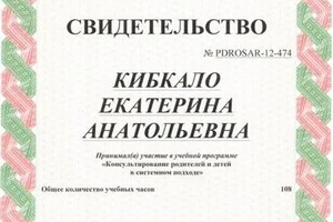 Диплом / сертификат №10 — Кибкало Екатерина Анатольевна