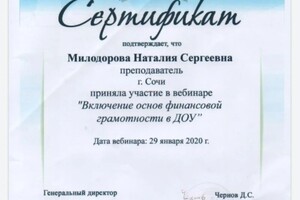 Диплом / сертификат №5 — Милодорова Наталия Сергеевна