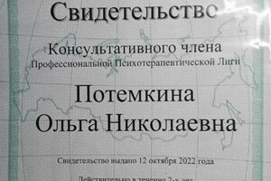 Диплом / сертификат №3 — Потемкина Ольга Николаевна