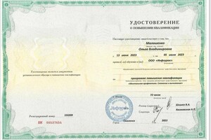 Диплом / сертификат №31 — Малашенко Ольга Владимировна