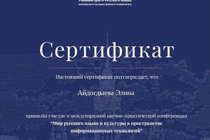 Диплом / сертификат №38 — Айдогдыева Элина