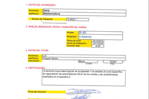 Аккредитация от Института Сервантеса на принятие экзамена DELE B1-B2 — Белобородова Дарья Евгеньевна