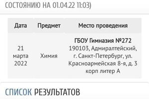 Результаты экзамена ЕГЭ по химии за 2022 год (100 баллов). — Ефименко Зарина Маратовна