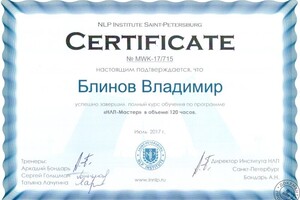 Мастер НЛП — Блинов Владимир Юрьевич