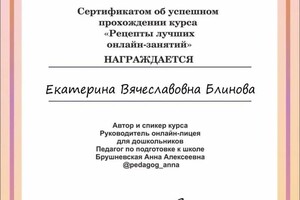 Диплом / сертификат №12 — Блинова Екатерина Вячеславовна