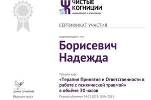 Диплом / сертификат №3 — Борисевич Надежда Эдуардовна