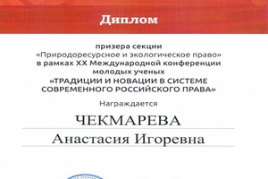 Диплом / сертификат №6 — Чекмарева Анастасия Игоревна