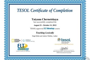 Сертификат TESOL — Чернецкая Татьяна Анатольевна