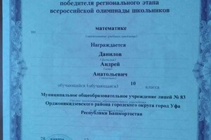 Диплом / сертификат №2 — Данилов Андрей Анатольевич