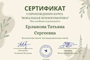 Диплом / сертификат №6 — Ерлыкова Татьяна Сергеевна