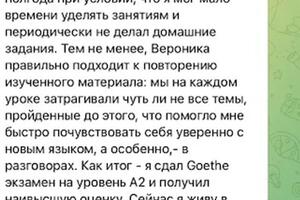 Отзыв Михаила о занятиях, подготовка к Goethe Zertifikat A2 — Евдокимова Вероника Александровна