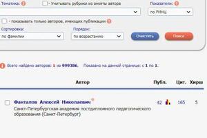 Индекс цитируемости научных работ — Фанталов Алексей Николаевич