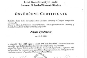 25.08.2008 - 12.09.2008 - Южно-Чешский университет, филологический факультет, г. Ческе Будеёвицы, 17 Летняя Школа... — Федорова Елена Михайловна