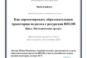 Диплом / сертификат №16 — Гунькова Дарья Евгеньевна