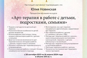 Диплом / сертификат №11 — Новинская Юлия Сергеевна