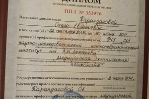 Переподготовка по медицинской (клинической) психологии. Ленинградская школа психотерапии — Карандасова Олеся Евгеньевна