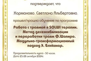 Диплом / сертификат №4 — Карманова Светлана Альбертовна