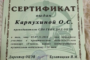 Диплом / сертификат №876 — Карпухина Ольга Сергеевна