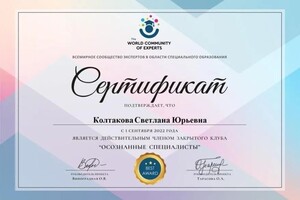 Диплом / сертификат №7 — Колтакова Светлана Юрьевна