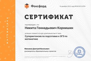 Диплом / сертификат №13 — Корнишин Никита Геннадьевич