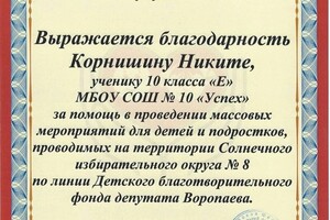 Диплом / сертификат №26 — Корнишин Никита Геннадьевич