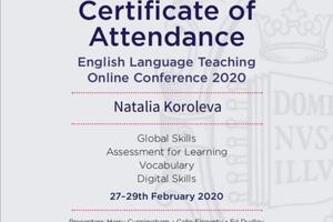 ELTOC English Language Teaching Online Conference by Oxford, 2020 — Королева Наталья Алексеевна