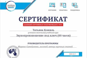 Диплом / сертификат №4 — Кошиль Татьяна Николаевна