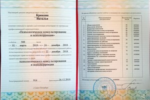 Психологическое консультирование и психокоррекция - Санкт-Петербургский Государственный Институт Психологии и... — Крюкова Наталья Сергеевна