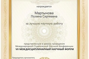 Диплом / сертификат №6 — Мартынова Полина Сергеевна