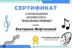 Диплом / сертификат №1 — Мифтахова Екатерина Марсилевна