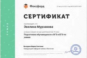 Диплом / сертификат №2 — Мурзакова Эвелина Евгеньевна