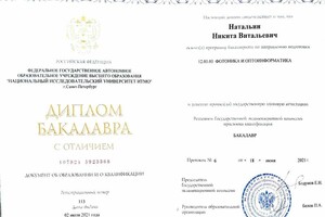 Диплом о высшем образовании — Натальин Никита Витальевич