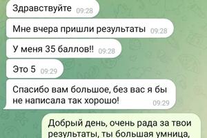 Благодарность от Елизаветы, цель - сдать ОГЭ по химии на 5, пробники до занятий написаны на 3, подтянули результат за 2... — Патюкова Светлана Валерьевна