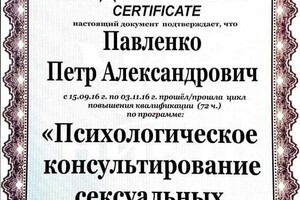 Диплом / сертификат №38 — Павленко Петр Александрович