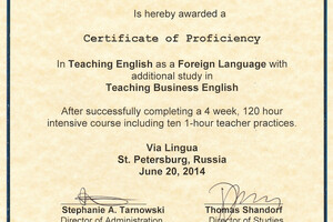 Сертификат TEFL (2014 г.) — Плетнёв Леонид Александрович