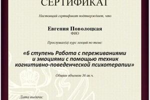 Диплом / сертификат №15 — Поволоцкая Евгения Игоревна