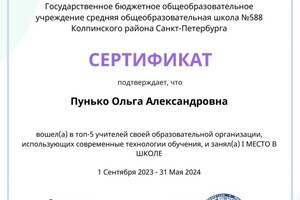 Диплом / сертификат №4 — Пунько Ольга Александровна