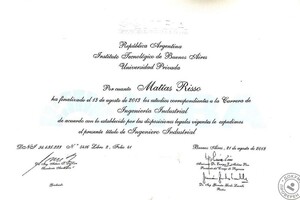 Industrial Engineer Degree — Risso Matias