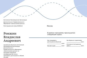 Диплом / сертификат №12 — Ронжин Владислав Андреевич