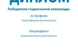 Диплом / сертификат №2 — Рыжикова Алина Дмитриевна