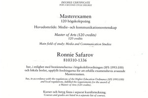 Master of Arts Degree — Сафаров Ронни