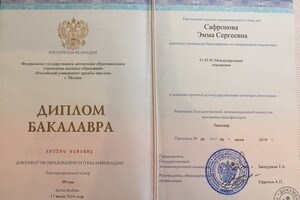 Диплом бакалавра — Сафронова Эмма Сергеевна