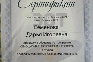 Диплом / сертификат №5 — Семенова Дарья Игоревна