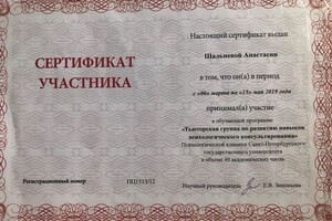 Сертификат прохождение тьюторской группы \