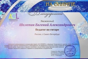 Диплом / сертификат №3 — Шелепин Евгений Александрович