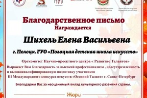 Диплом / сертификат №8 — Шихель Елена Васильевна