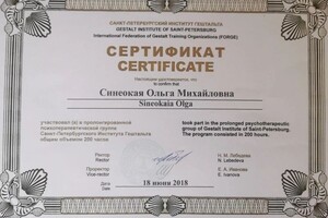 Диплом / сертификат №22 — Синеокая Ольга Михайловна